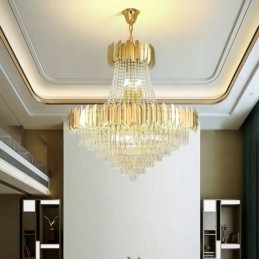 Luminária de teto pendente de cristal K9 clássica