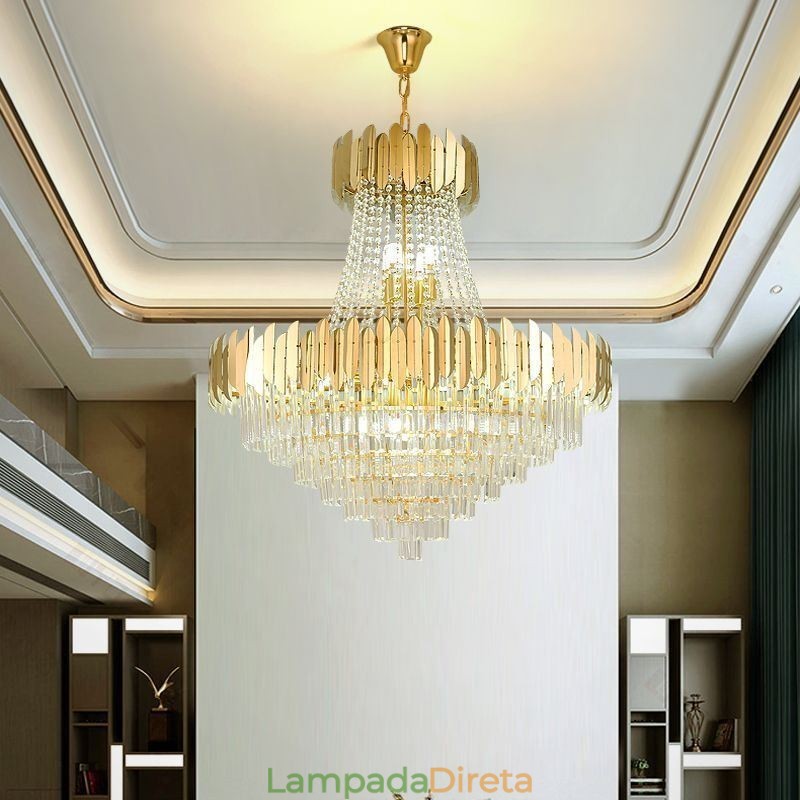 Luminária de teto pendente de cristal K9 clássica