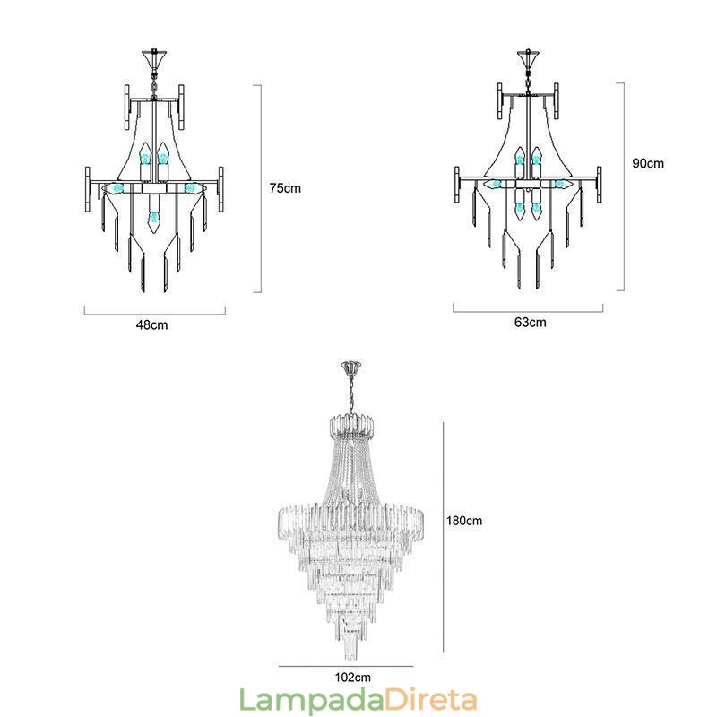 Lindo pendente de cristal luminária de teto