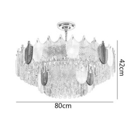 Luminária de teto de cristal com pingente de folha luxuosa