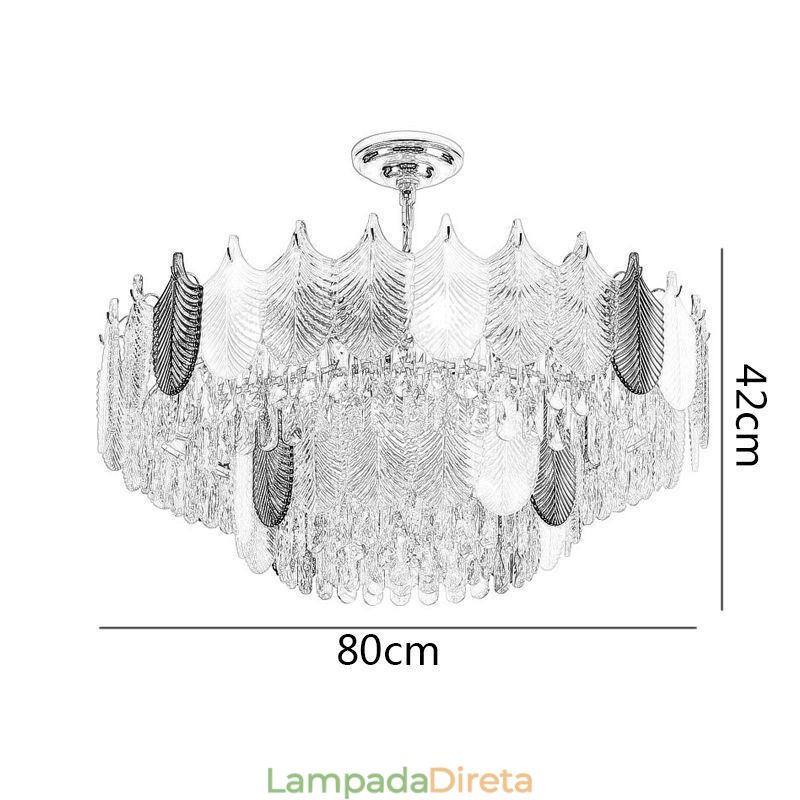 Luminária de teto de cristal com pingente de folha luxuosa