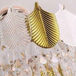 Luminária de teto de cristal com pingente de folha luxuosa