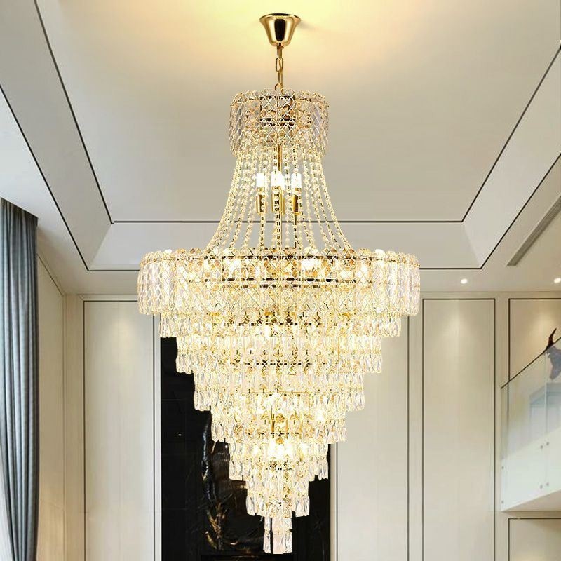 Moderno e elegante lustre de cristal cônico para teto