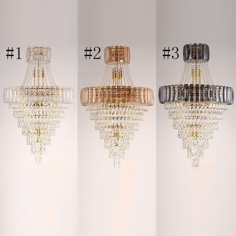 Moderno e elegante lustre de cristal cônico para teto