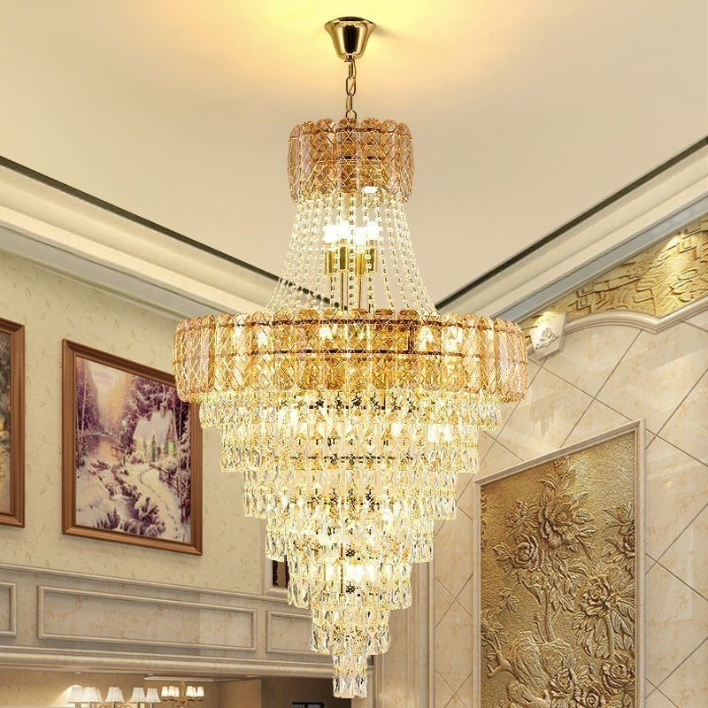 Moderno e elegante lustre de cristal cônico para teto
