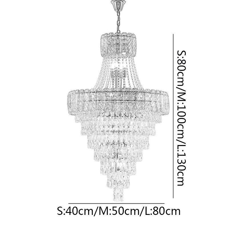 Moderno e elegante lustre de cristal cônico para teto