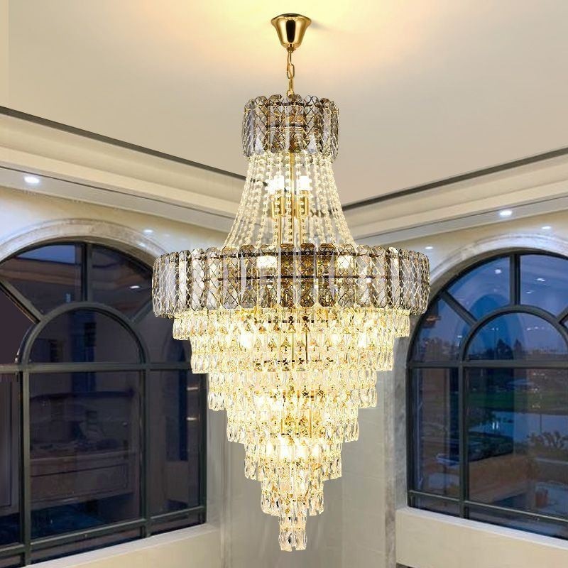 Moderno e elegante lustre de cristal cônico para teto