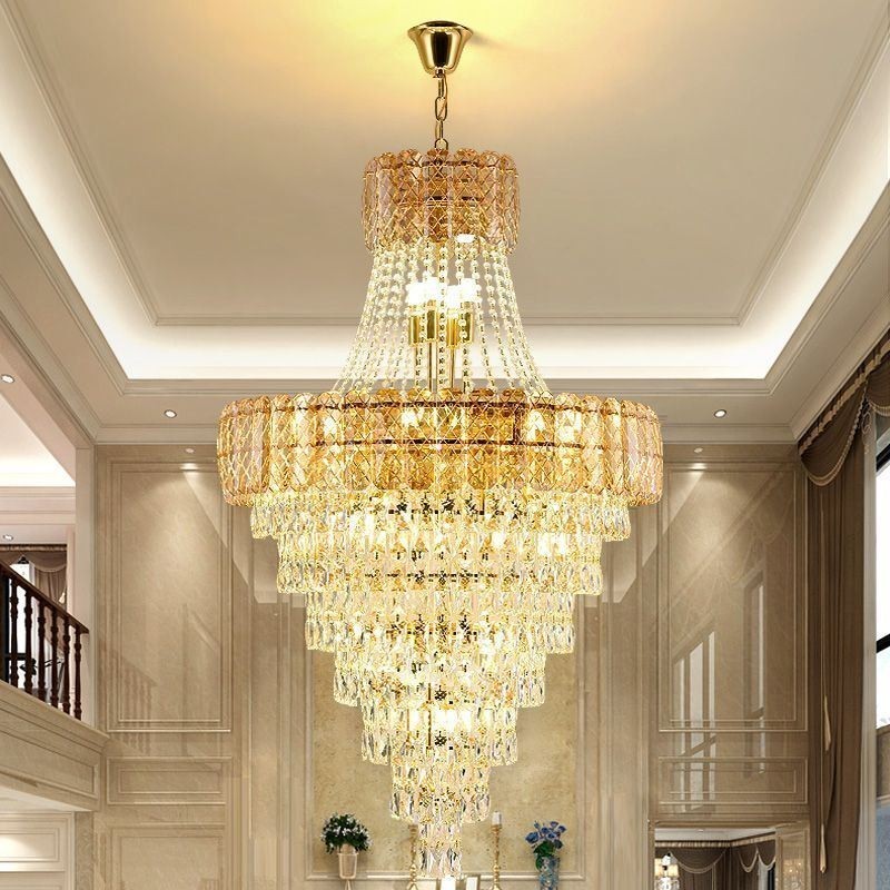Moderno e elegante lustre de cristal cônico para teto