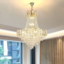 Luminária pendente de cristal moderna redonda para teto