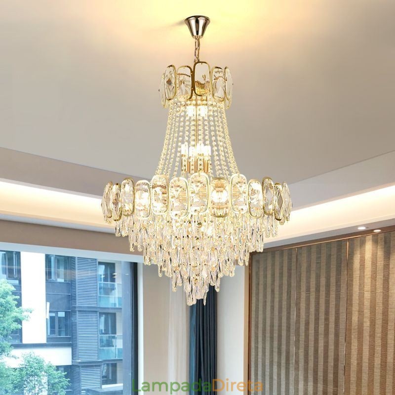 Luminária pendente de cristal moderna redonda para teto