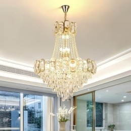 Luminária pendente de cristal moderna redonda para teto