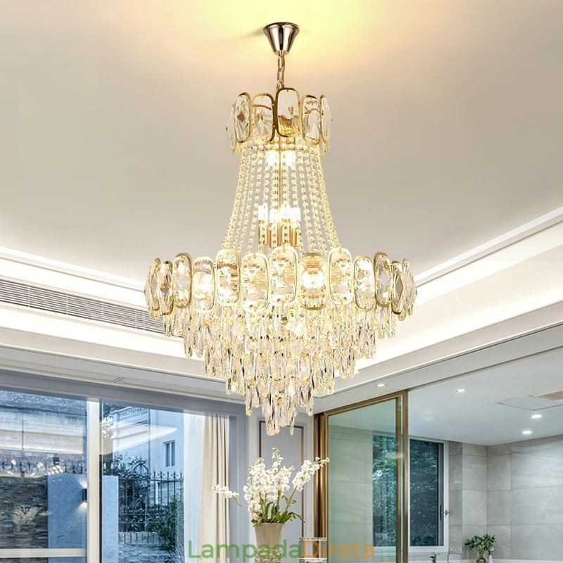 Luminária pendente de cristal moderna redonda para teto