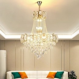 Luminária pendente de cristal moderna redonda para teto