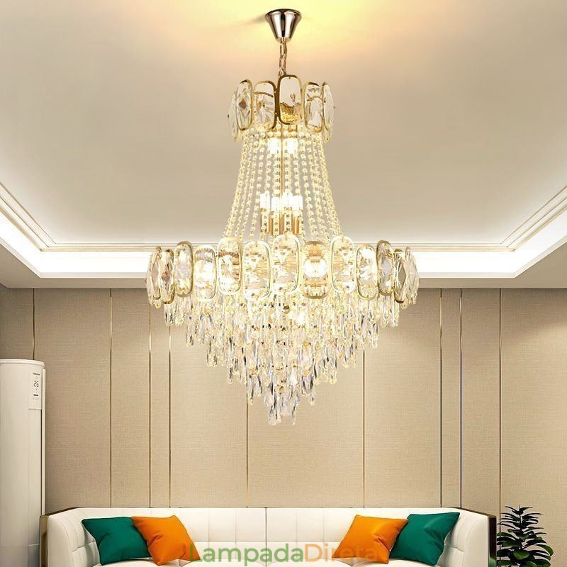 Luminária pendente de cristal moderna redonda para teto