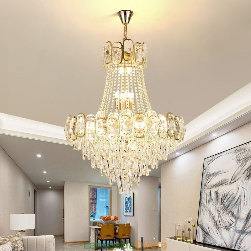 Luminária pendente de cristal moderna redonda para teto
