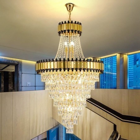 Luminária de teto de cristal com pingente de ouro luxuoso Luminária de teto de cristal com pingente de ouro luxuoso