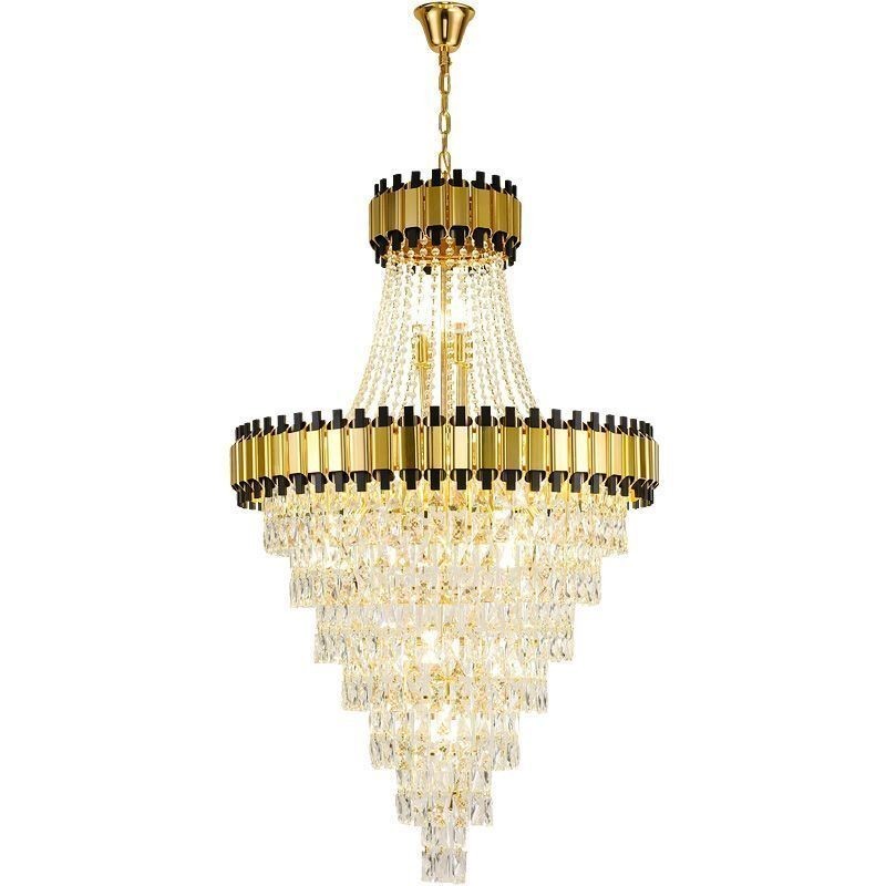 Luminária de teto de cristal com pingente de ouro luxuoso