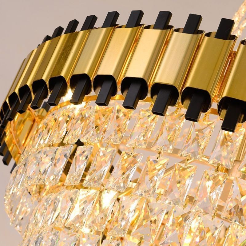 Luminária de teto de cristal com pingente de ouro luxuoso