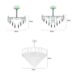Luminária pendente de cristal moderna e elegante, luminária de teto cônica