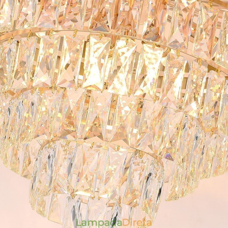 Luminária pendente de cristal moderna e elegante, luminária de teto cônica