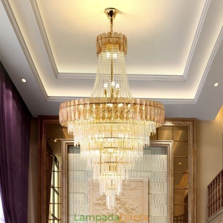 Luminária pendente de cristal elegante europeia, luminária de teto cônica Luminária pendente de cristal elegante europeia, luminária de teto cônica