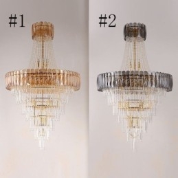 Luminária pendente de cristal elegante europeia, luminária de teto cônica