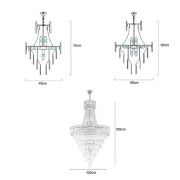 Luminária pendente de cristal elegante europeia, luminária de teto cônica