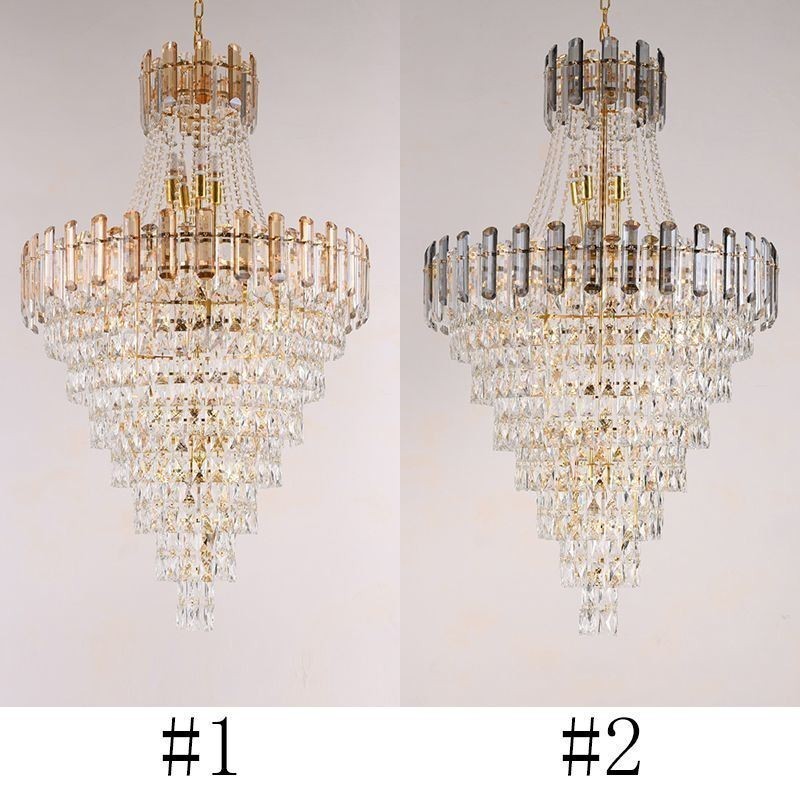 Moderno e elegante lustre pendente de cristal cônico