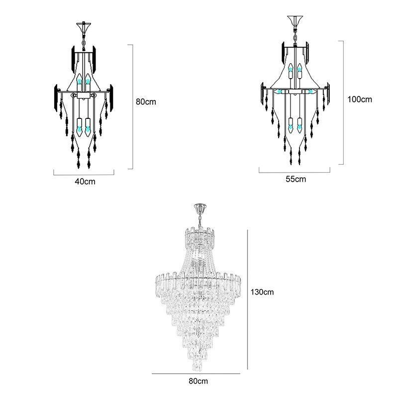 Moderno e elegante lustre pendente de cristal cônico