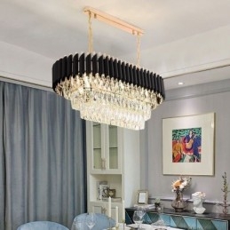 Luminária pendente de cristal oval para teto