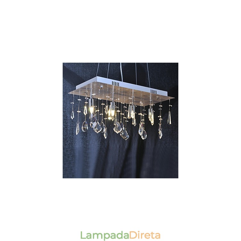 Lustre de cristal cromado clássico tradicional em metal