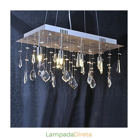 Lustre de cristal cromado clássico tradicional em metal Lustre de cristal cromado clássico tradicional em metal