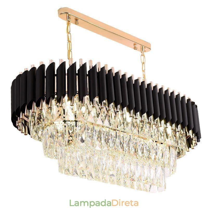 Luminária pendente de cristal oval para teto