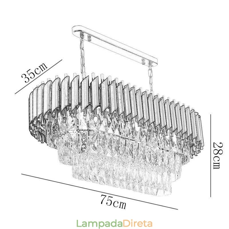 Luminária pendente de cristal oval para teto