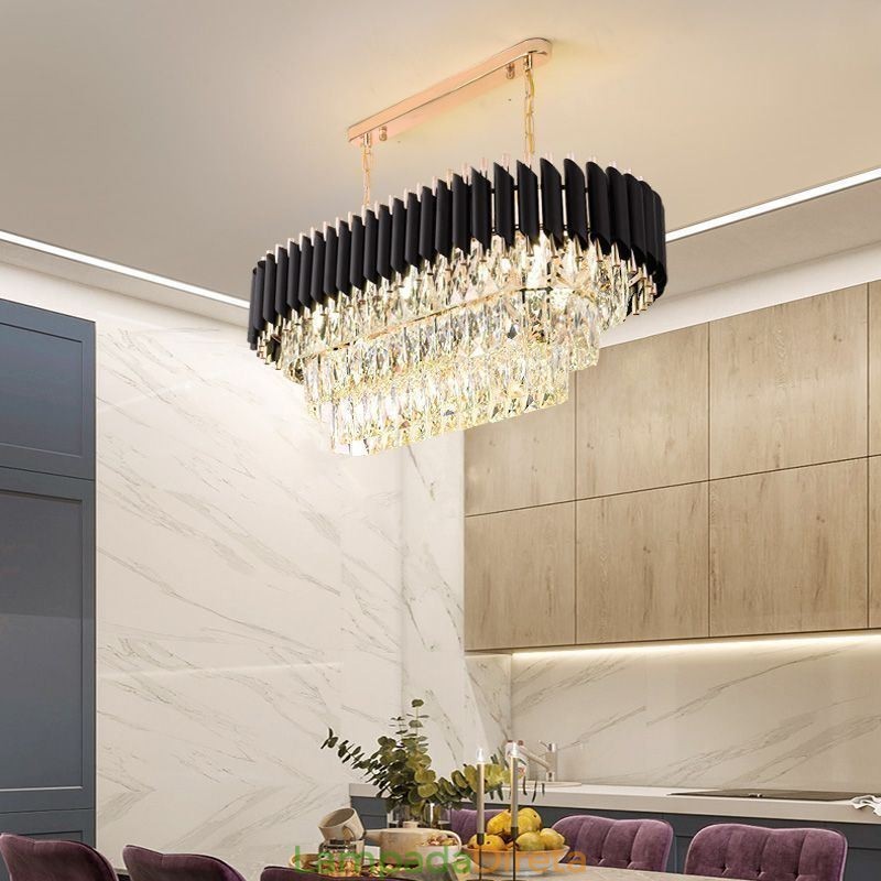 Luminária pendente de cristal oval para teto