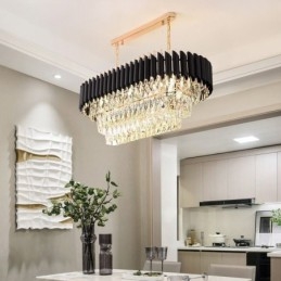 Luminária pendente de cristal oval para teto