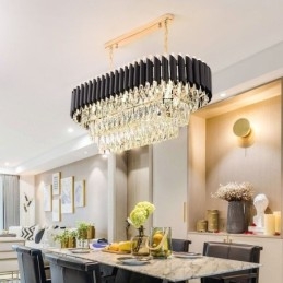 Luminária pendente de cristal oval para teto