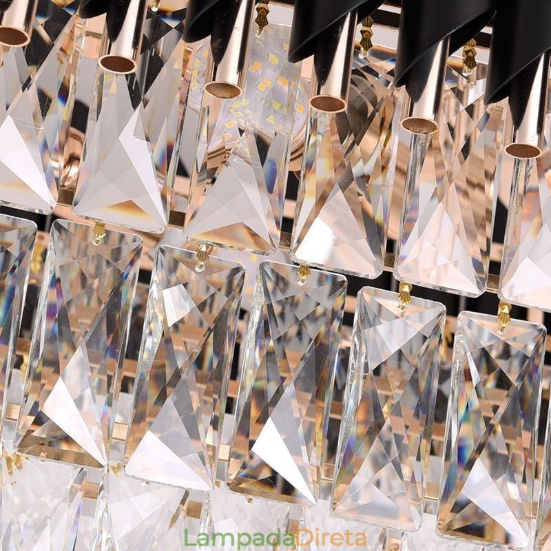 Luminária pendente de cristal oval para teto