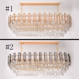 Luminária pendente de cristal moderna oval para teto