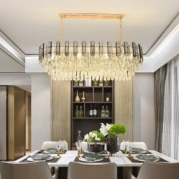Luminária pendente de cristal moderna oval para teto