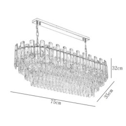 Luminária pendente de cristal moderna oval para teto