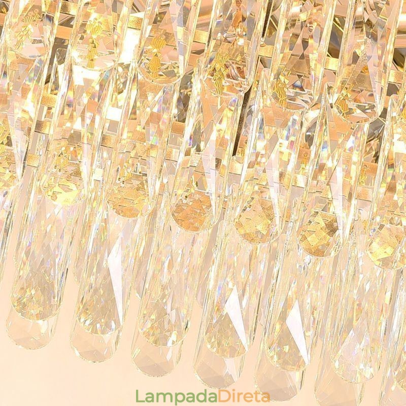 Luminária pendente de cristal moderna oval para teto