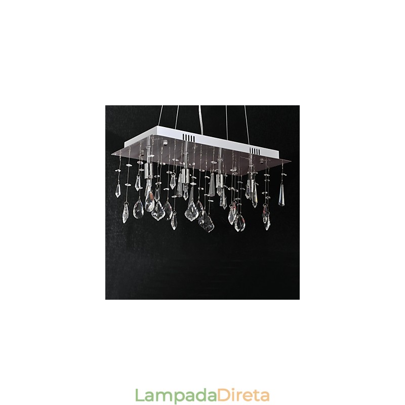 Lustre de cristal cromado clássico tradicional em metal