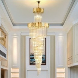 Luminária pendente europeia de cristal para escada, hall de entrada