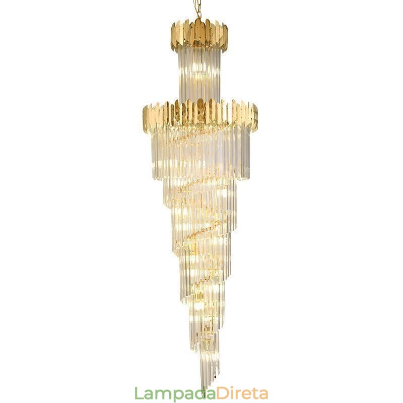Luminária pendente europeia de cristal para escada, hall de entrada