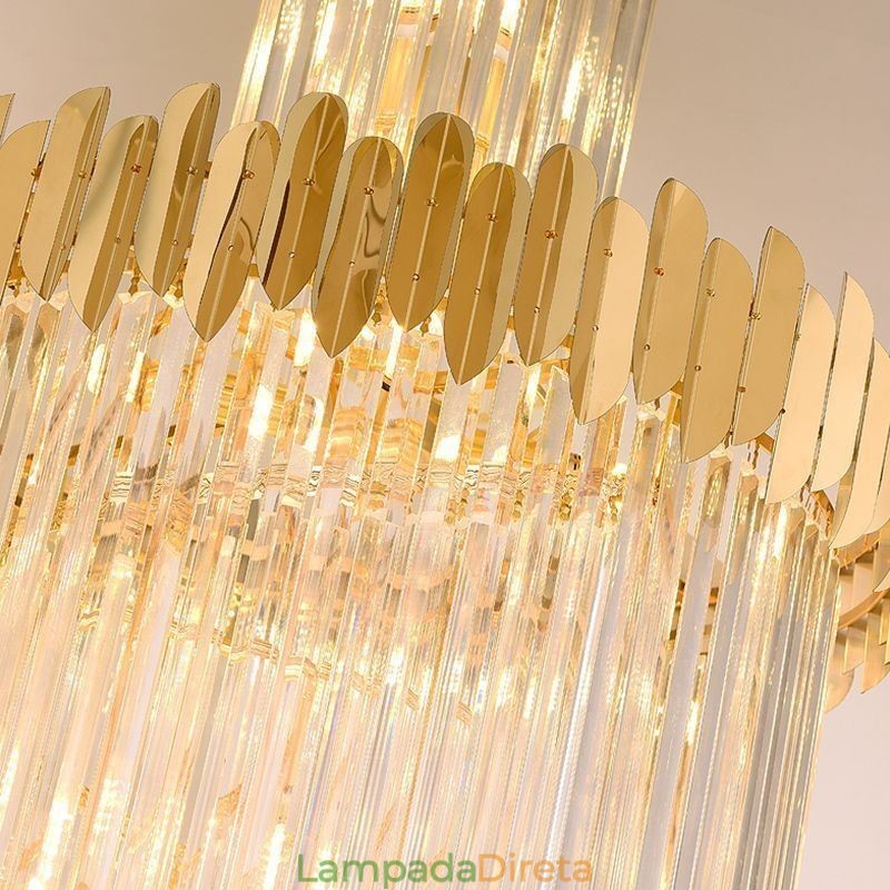 Luminária pendente europeia de cristal para escada, hall de entrada