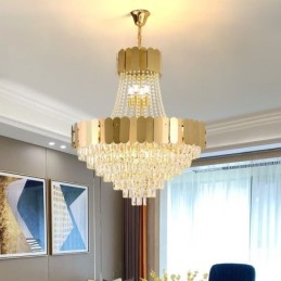 Luminária de teto pendente moderna de cristal dourado K9