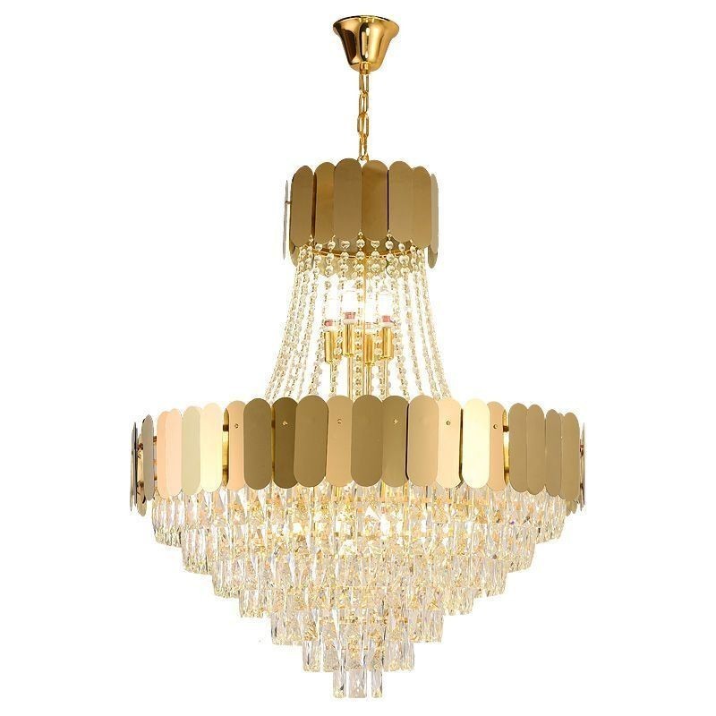 Luminária de teto pendente moderna de cristal dourado K9