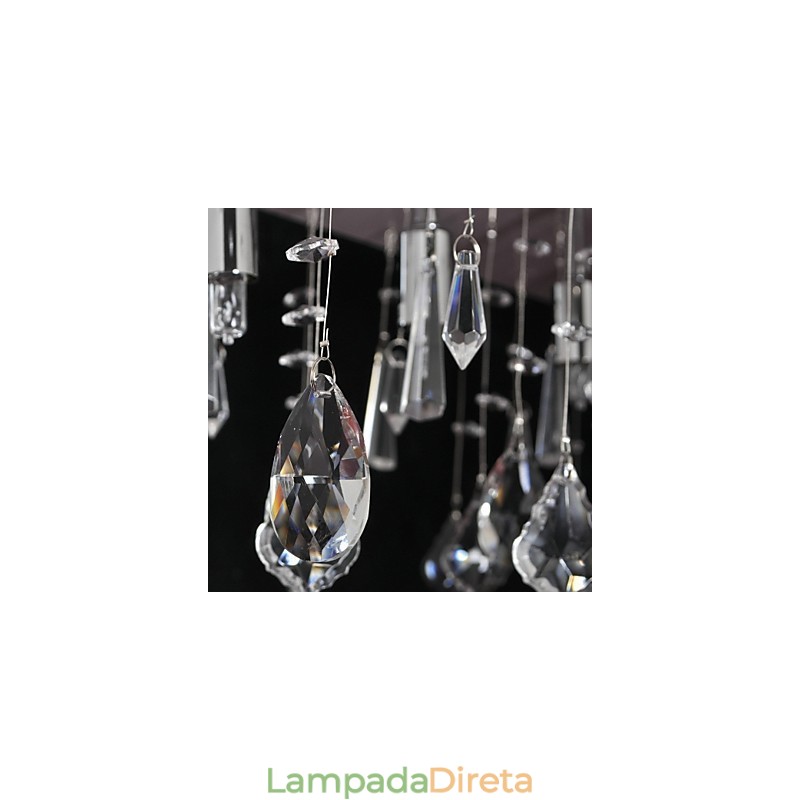 Lustre de cristal cromado clássico tradicional em metal