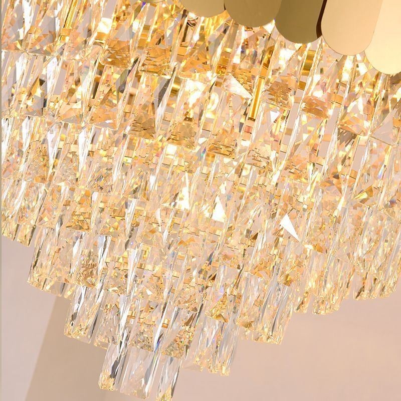 Luminária de teto pendente moderna de cristal dourado K9